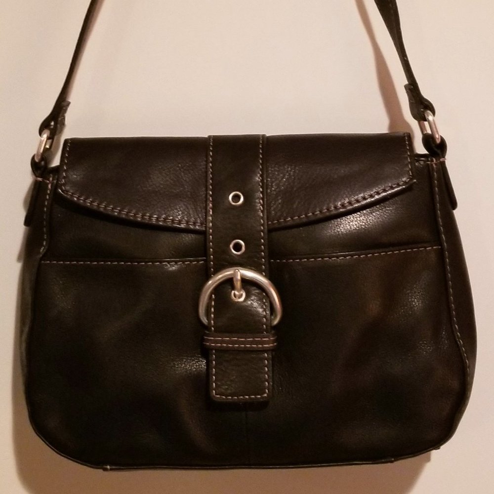 Fossil Black Leather Bag with Buckle - Nearly New!